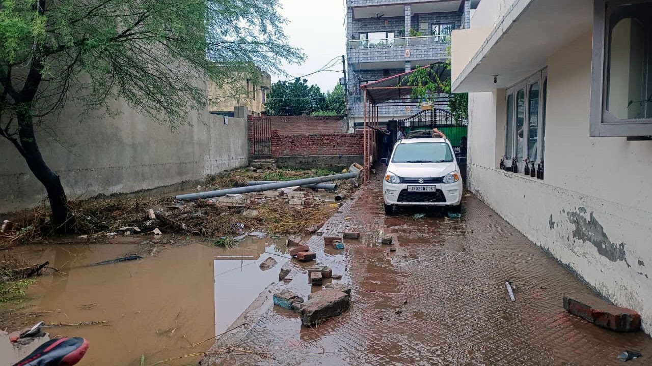 Water Overflowing From Nullah Due To Heavy Rains Enter Homes In Trikuta